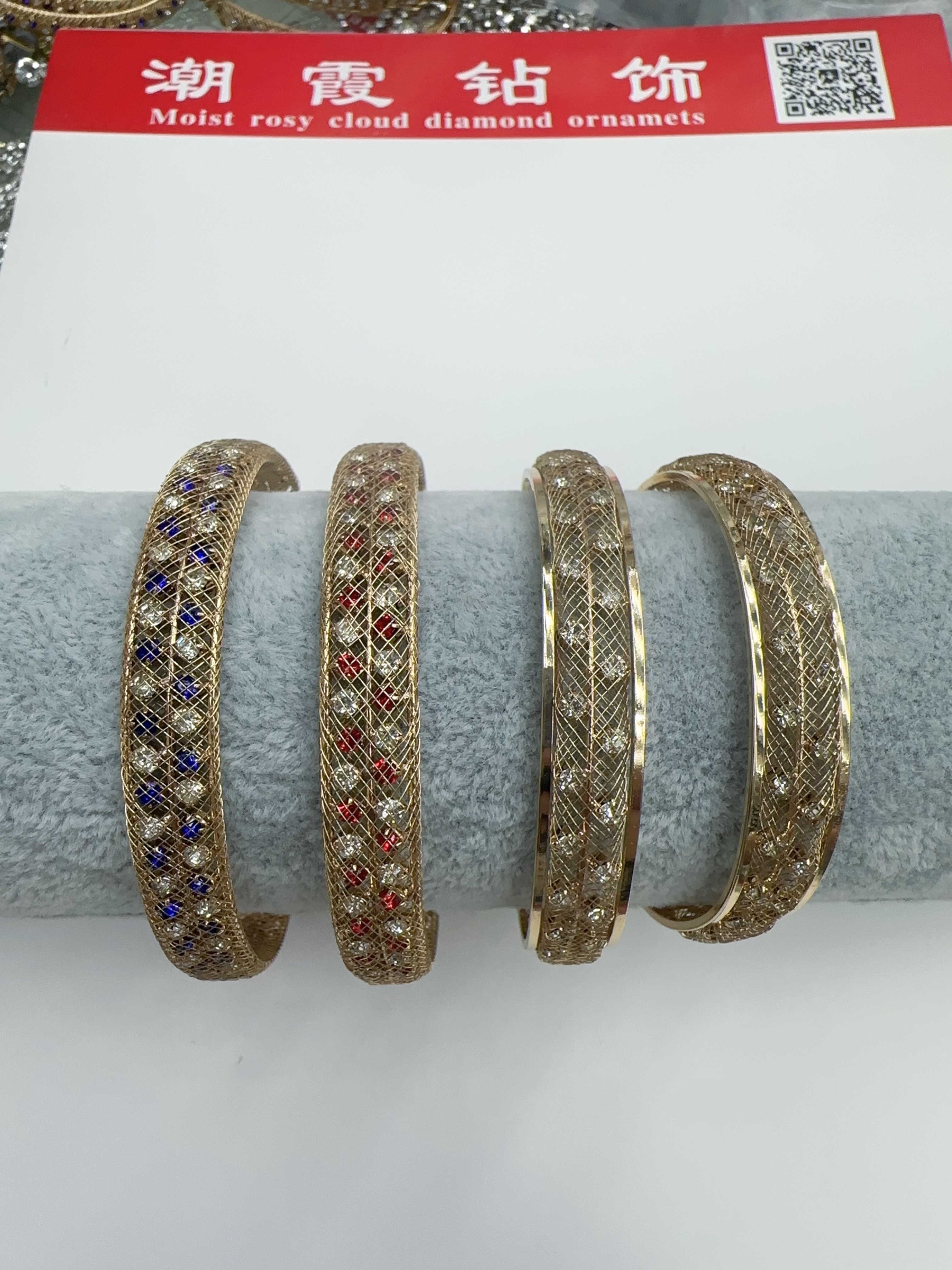 A Middle Eastern cross-border European and American fashion bracelet with an open opening, copper diamond decoration, Dubai women's date versatile jewelry bracelet detail image 3