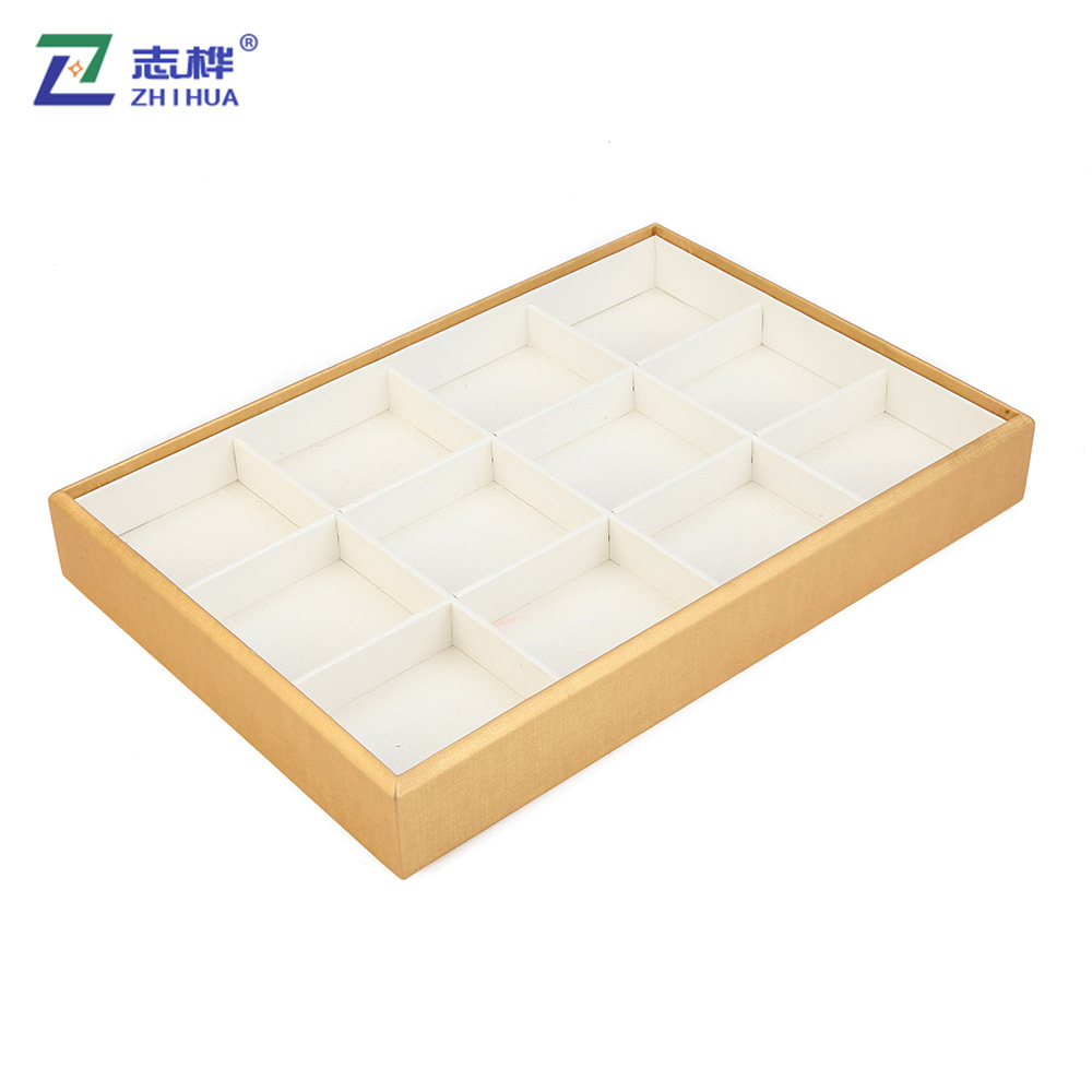 Factory direct sales of gold-rimmed white-faced jewelry display racks, jewelry, gold and jade trays Specification image