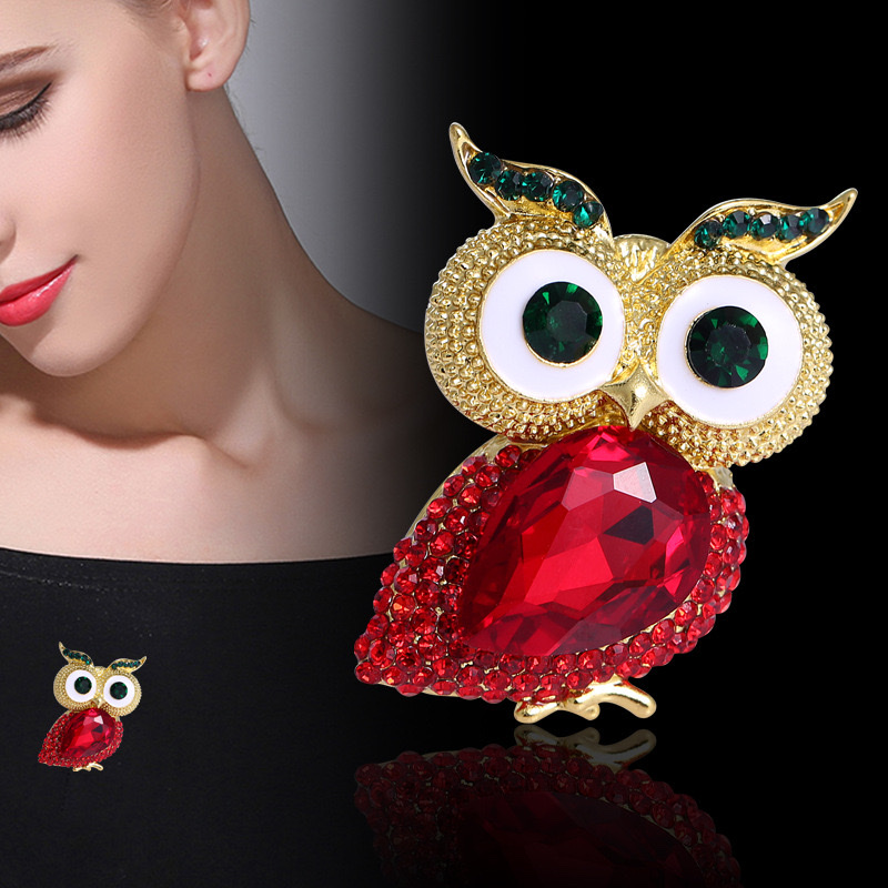 The Owl xi o Pokemon series rose brooch is decorated with blue zircon and features a zircon crown design that is exquisite and fashionable detail image 5