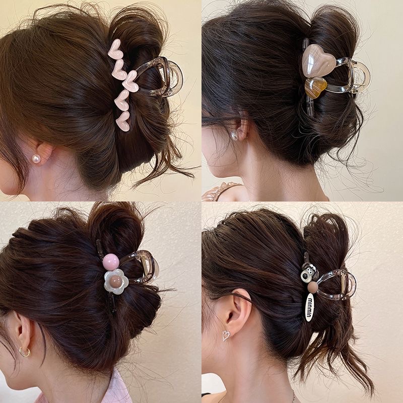黑色磨砂抓夹女2024新款气质高级感超大号鲨鱼夹后脑勺发夹头饰