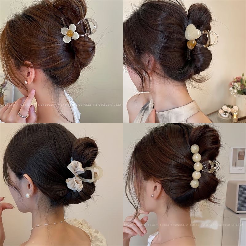 黑色磨砂抓夹女2024新款气质高级感超大号鲨鱼夹后脑勺发夹头饰详情图2