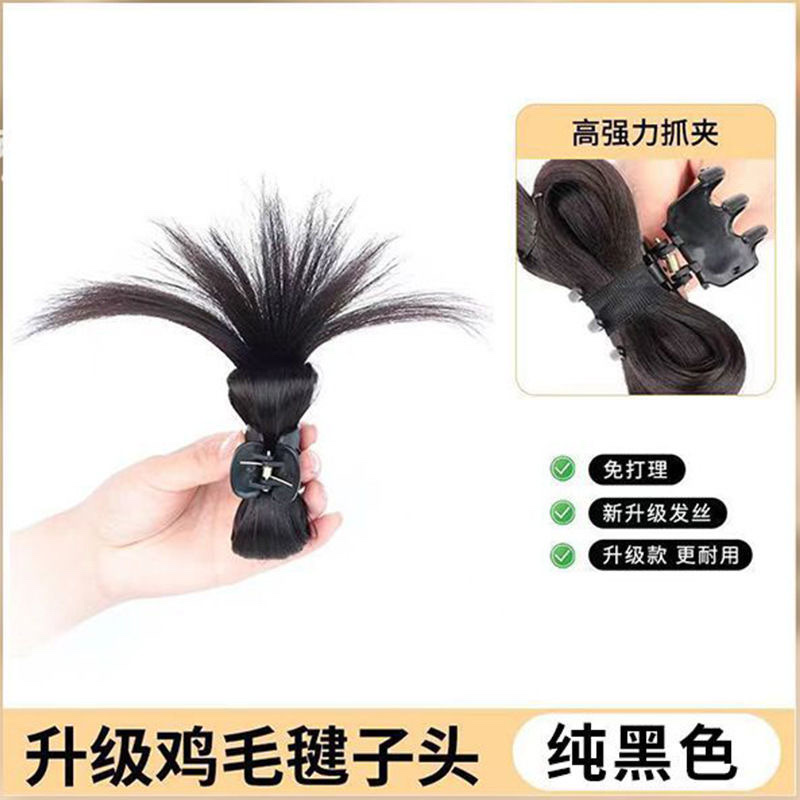 Half-tied chicken feathers, bun hairstyle, false hair, hairband, sweet and cool, hot girl, fountain high ponytail, lazy chicken coop hairstyle, false hair, wig detail image 10