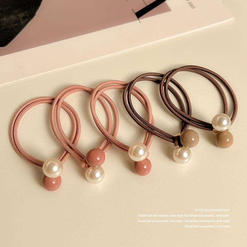 Simple pearl hair tie, women's hair bun, rubber band hair band, high elastic thick low ponytail hair accessory, versatile detail image 7