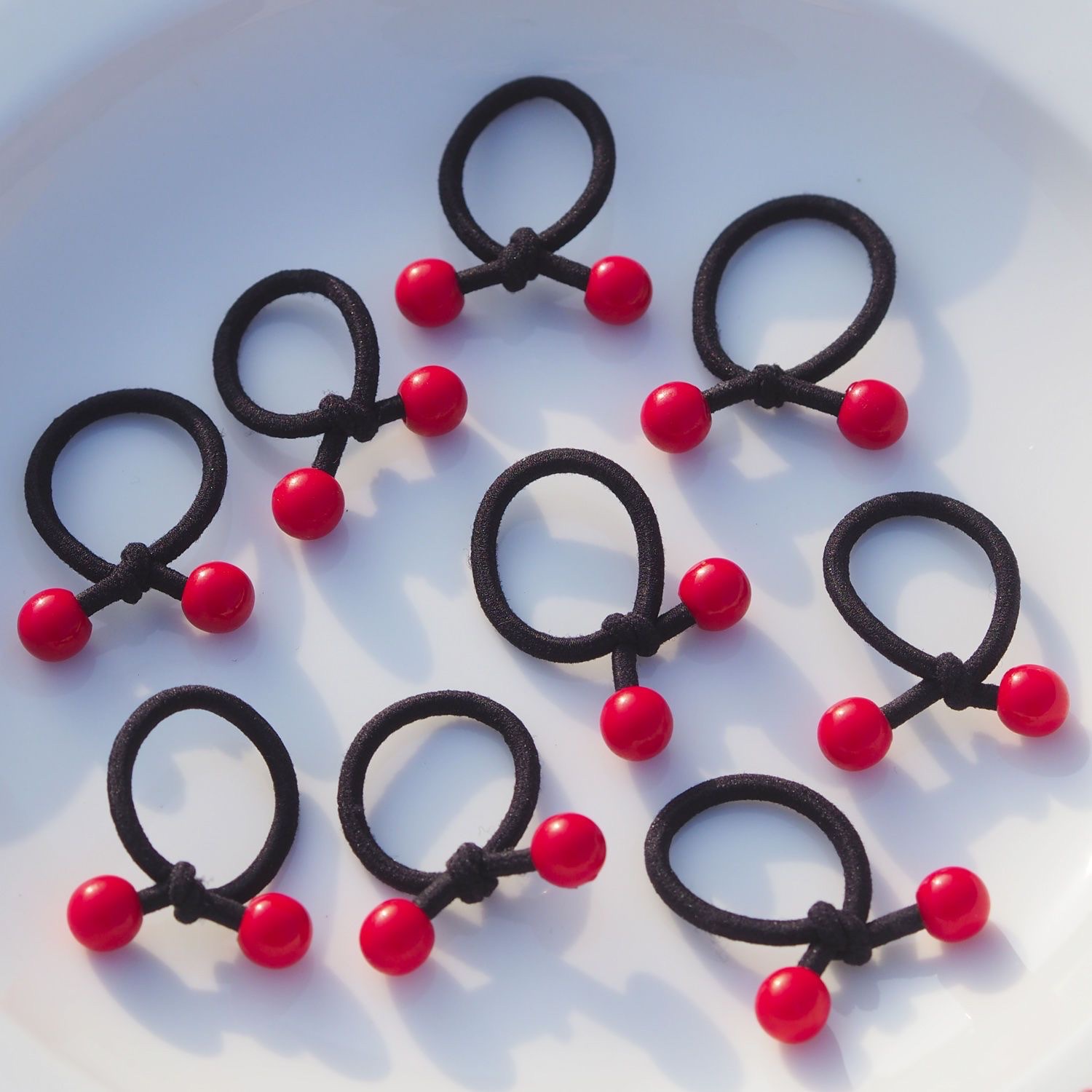 Children's small rubber bands, baby hair bands, no damage to hair, girls' small black hair ties, braids, red beans, no marks, high elasticity detail image 4