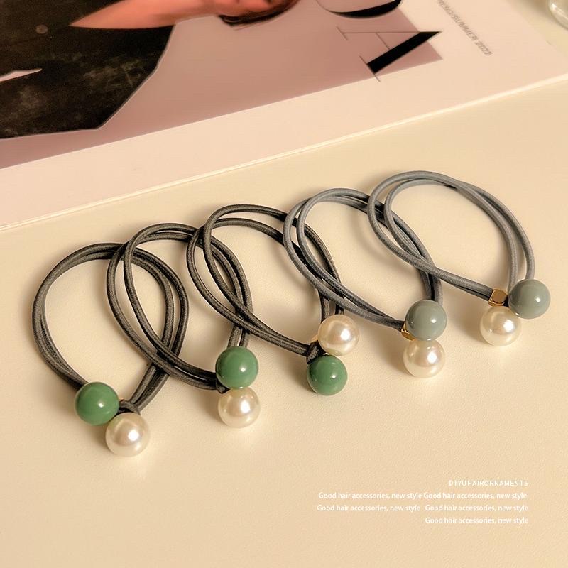 Simple pearl hair tie, women's hair bun, rubber band hair band, high elastic thick low ponytail hair accessory, versatile detail image 3