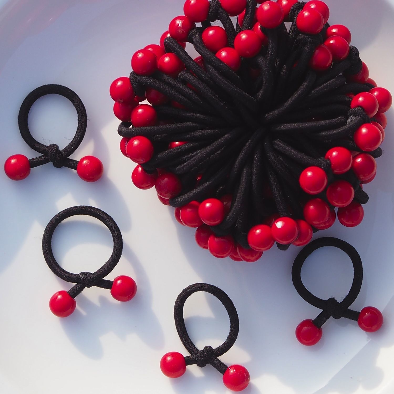 Children's small rubber bands, baby hair bands, no damage to hair, girls' small black hair ties, braids, red beans, no marks, high elasticity detail image 3