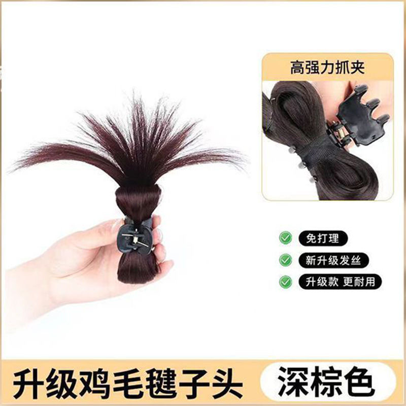 Half-tied chicken feathers, bun hairstyle, false hair, hairband, sweet and cool, hot girl, fountain high ponytail, lazy chicken coop hairstyle, false hair, wig detail image 13