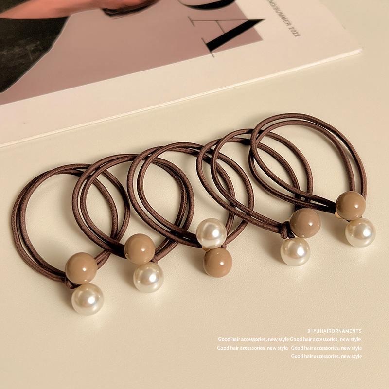 Simple pearl hair tie, women's hair bun, rubber band hair band, high elastic thick low ponytail hair accessory, versatile detail image 5
