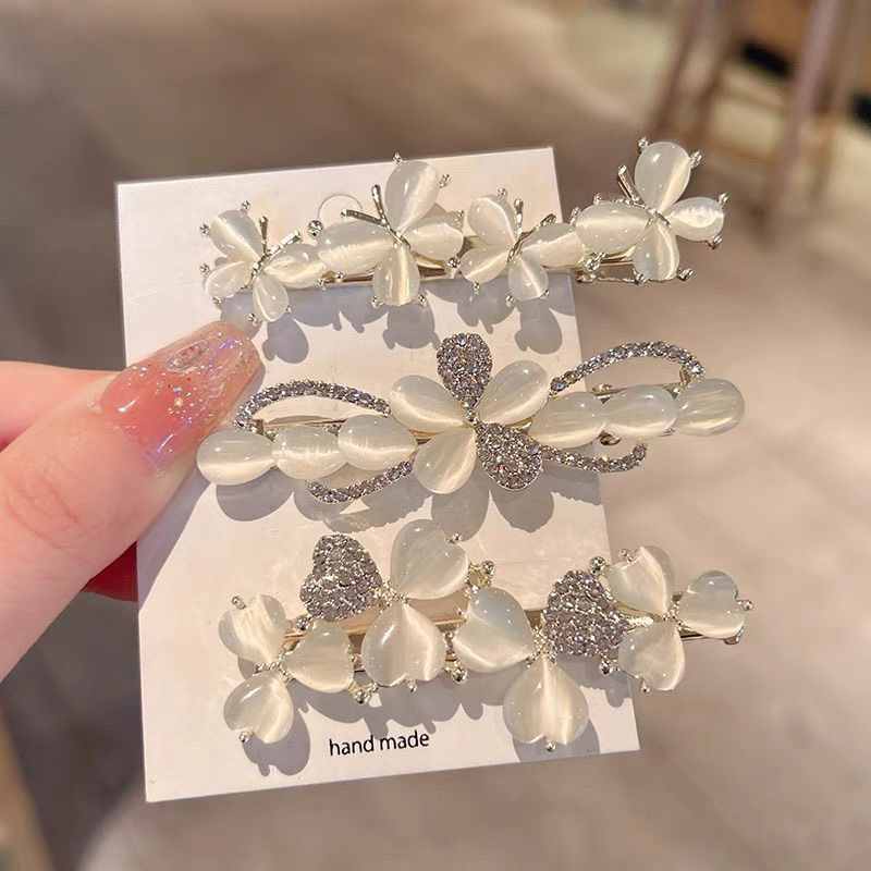 Elegant cat's eye butterfly hair clip, side duckbill clip, high-end hairpin clip, hair accessory side clip, lady's broken hair clip