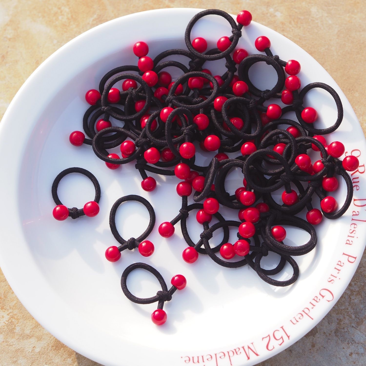 Children's small rubber bands, baby hair bands, no damage to hair, girls' small black hair ties, braids, red beans, no marks, high elasticity detail image 6