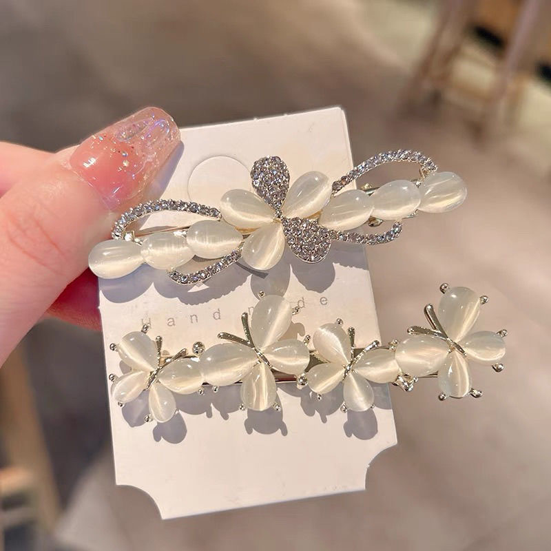 Elegant cat's eye butterfly hair clip, side duckbill clip, high-end hairpin clip, hair accessory side clip, lady's broken hair clip Specification image