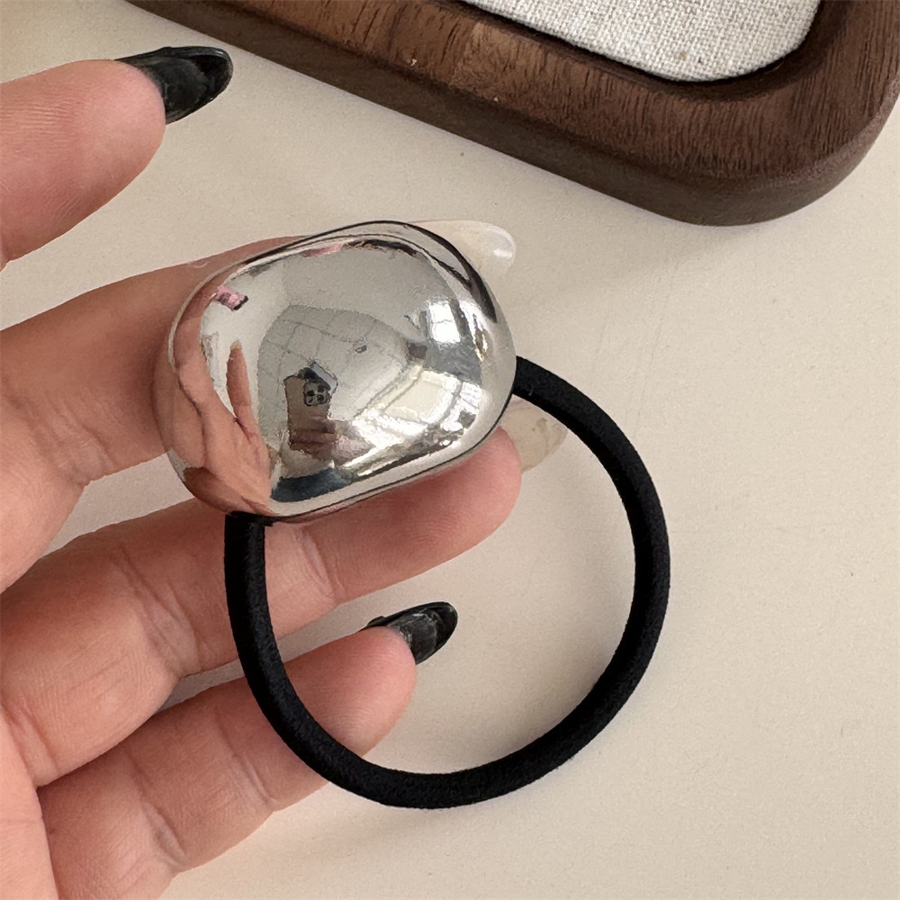 A niche design sense, personalized metal concave-convex elastic hair band, versatile and cold style geometric hair tie details Picture