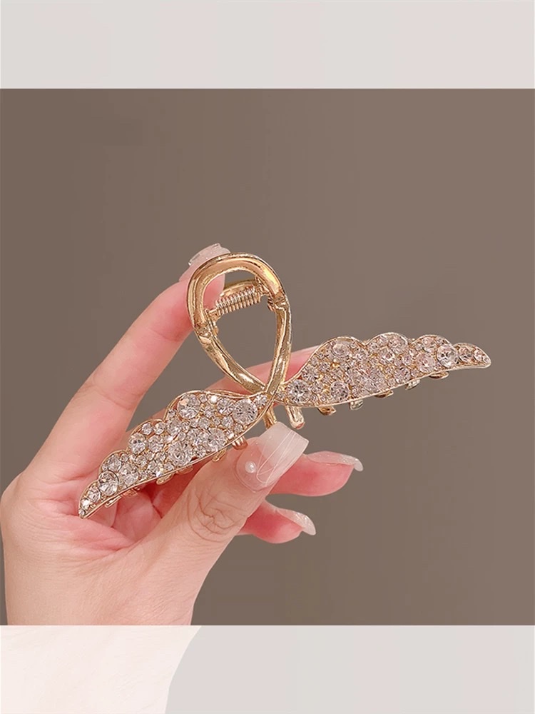 Light luxury hair clips, women's water diamond wing large scratch clips, elegant back head coil hair clips, exquisite and high-end feel, shark clips, women's headwear, wig headwear, headwear detail image 2