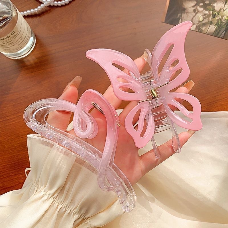 Pink gradient hairpin, back of the head, updo hair clip, large shark clip, new women's hairpin headwear detail image 11