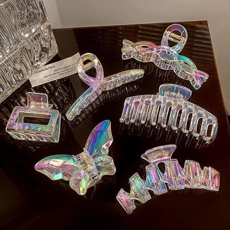 Colorful mermaid girl butterfly hair clip, girl's back head updo hair clip, Korean Internet celebrity shark clip headwear