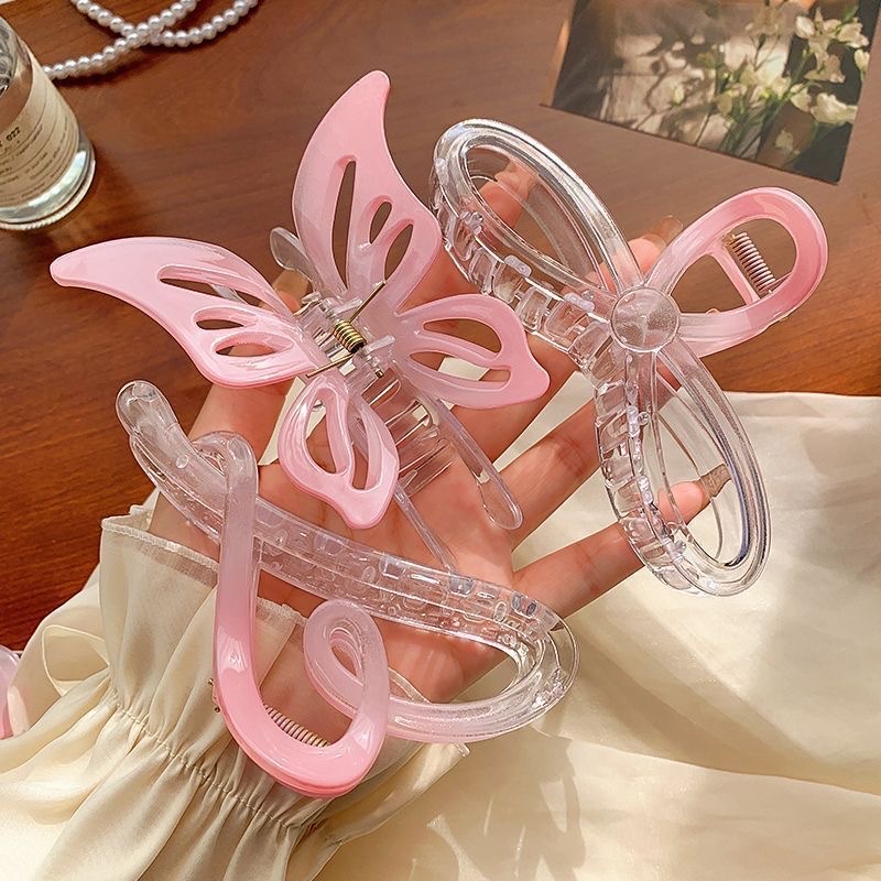 Pink gradient hairpin, back of the head, updo hair clip, large shark clip, new women's hairpin headwear detail image 14