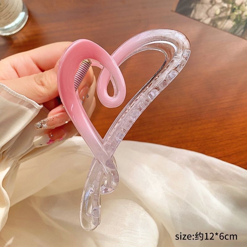 Pink gradient hairpin, back of the head, updo hair clip, large shark clip, new women's hairpin headwear detail image 2