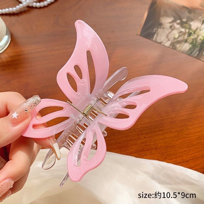 Pink gradient hairpin, back of the head, updo hair clip, large shark clip, new women's hairpin headwear detail image 6