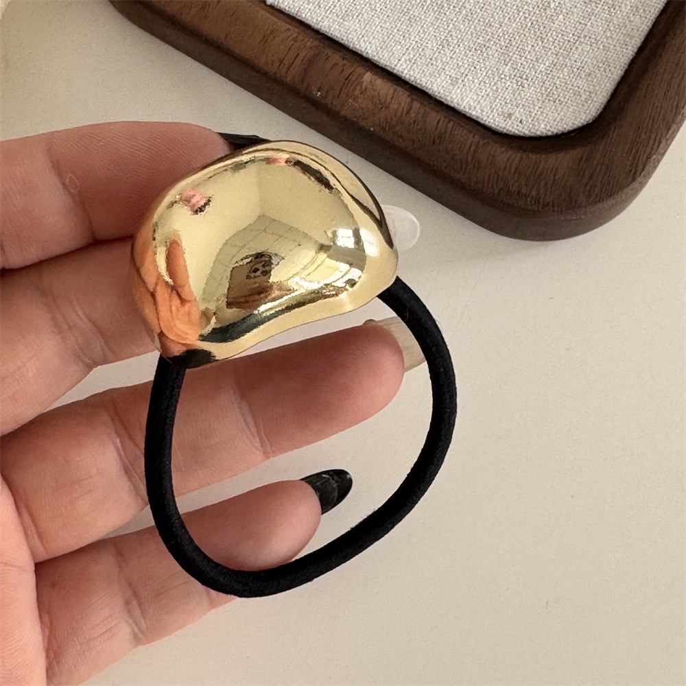 A niche design sense, personalized metal concave-convex elastic hair band, versatile and cold style geometric hair tie