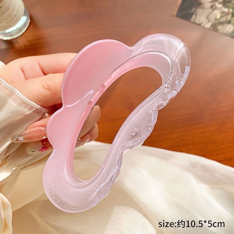 Pink gradient hairpin, back of the head, updo hair clip, large shark clip, new women's hairpin headwear detail image 7