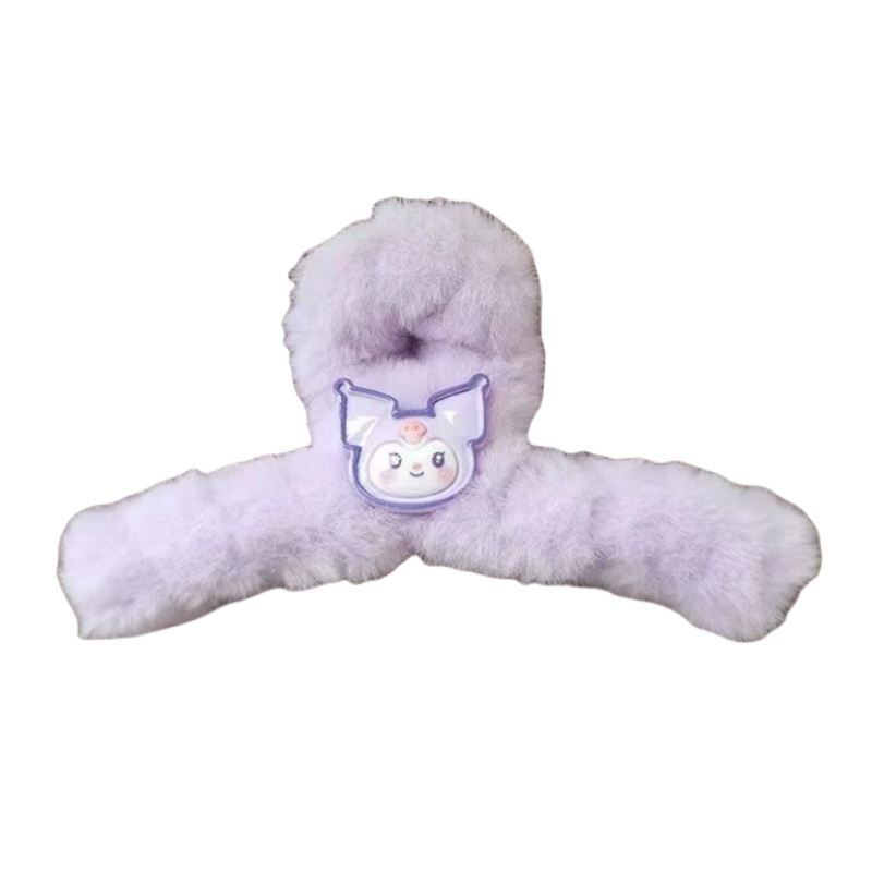 Cute Sanrio large plush grab clip for autumn and winter, Japanese and Korean style, girlish hair clip, high-end shark clip plate headwear detail image 3