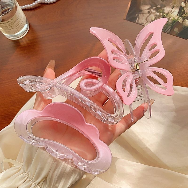 Pink gradient hairpin, back of the head, updo hair clip, large shark clip, new women's hairpin headwear detail image 13