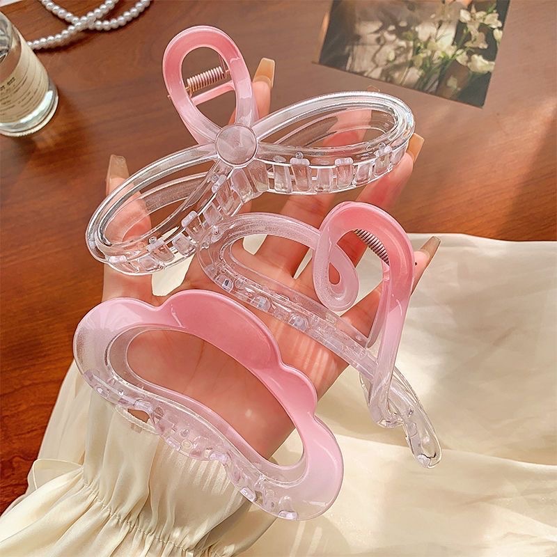 Pink gradient hairpin, back of the head, updo hair clip, large shark clip, new women's hairpin headwear detail image 12