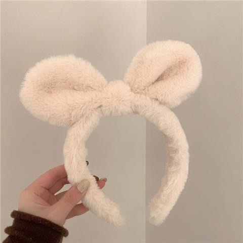 Plush rabbit ear hair band, women's face wash headband, popular hair clip headwear, hair band, cute and playful hair accessory details Picture
