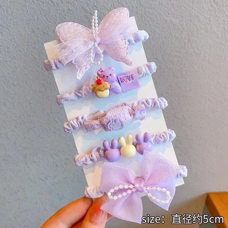 Korean version of the pleated small intestine loop with a bun hairstyle cartoon hair tie, high elasticity and durability leather band, hair tie, children's hair tie, hair tie, hair tie, women's autumn and winter style Specification image