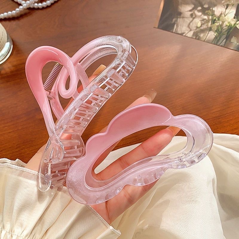 Pink gradient hairpin, back of the head, updo hair clip, large shark clip, new women's hairpin headwear detail image 9