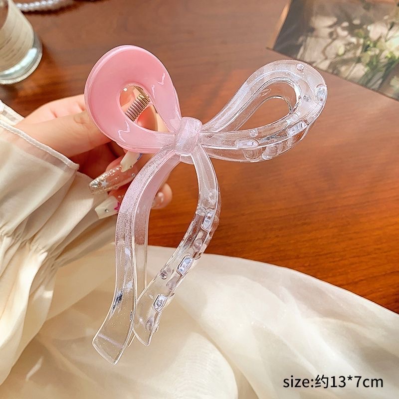 Pink gradient hairpin, back of the head, updo hair clip, large shark clip, new women's hairpin headwear detail image 3