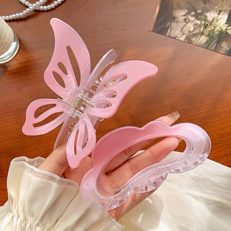 Pink gradient hairpin, back of the head, updo hair clip, large shark clip, new women's hairpin headwear detail image 10