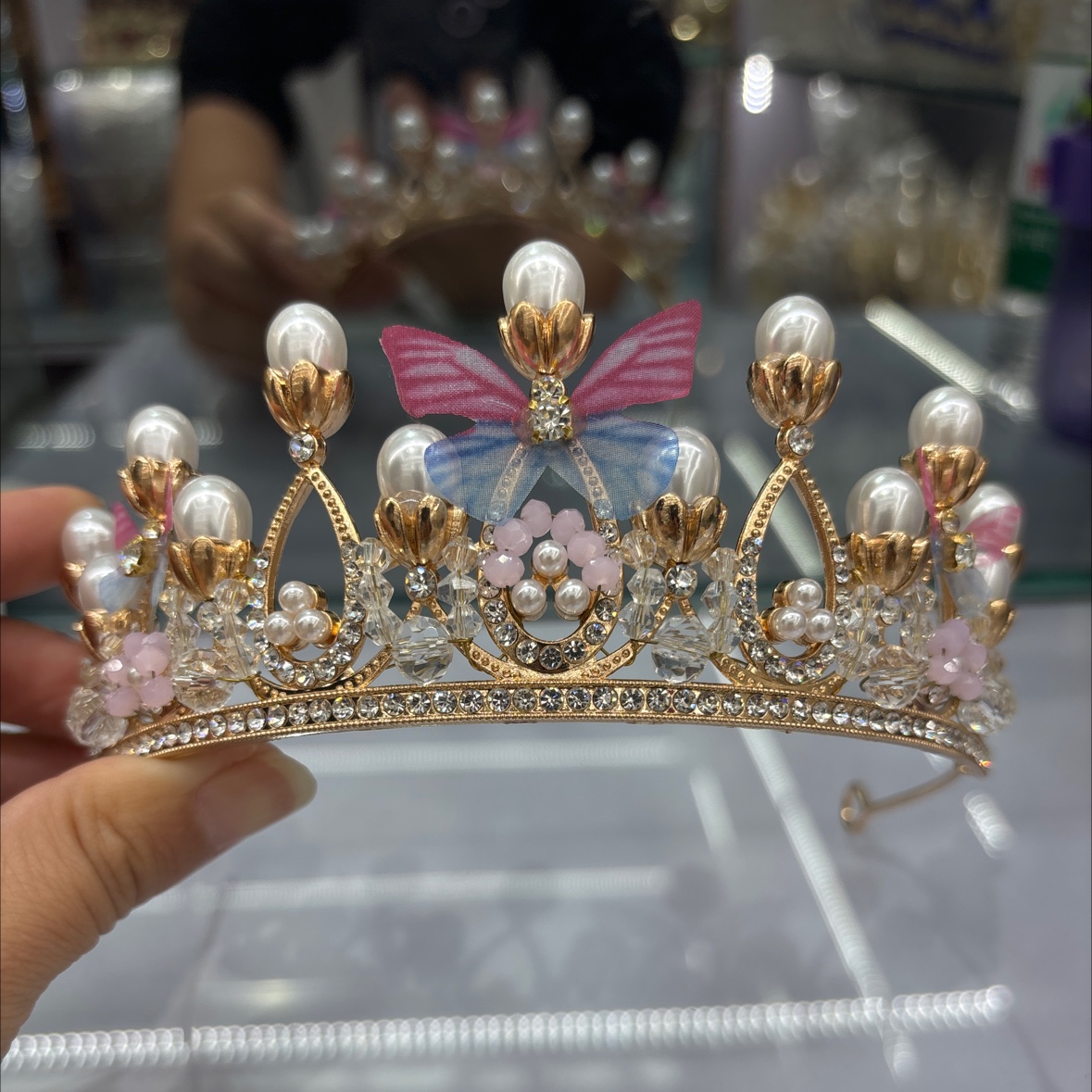 儿童蝴蝶皇冠头纱新娘必备 皇冠生日鲜花礼盒套装 唯美森系手工头饰王冠