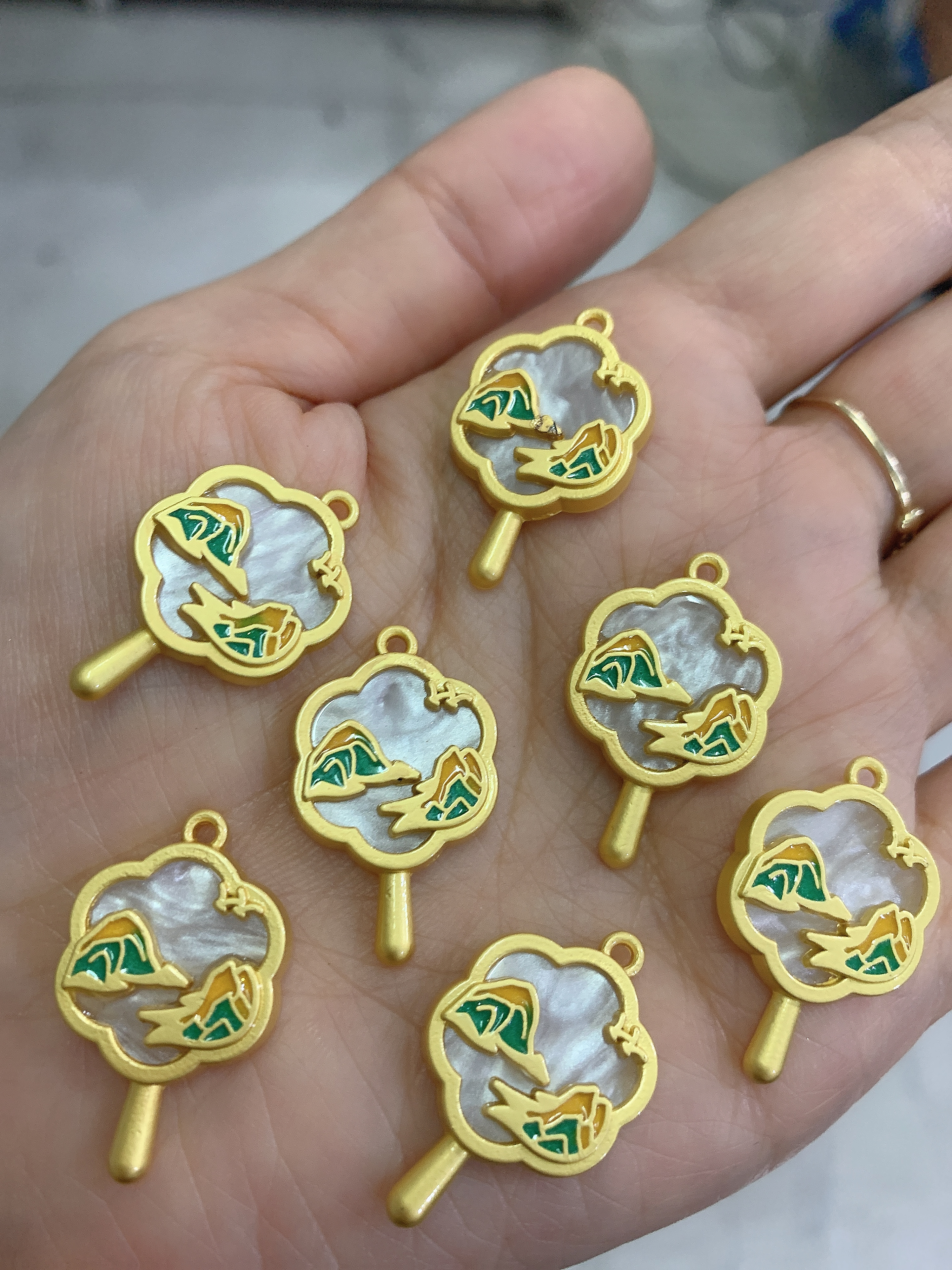 饰品合金吊坠铜配件水晶珠链条半成品套装 戒指学生叠戴气质款简约时尚首饰配件