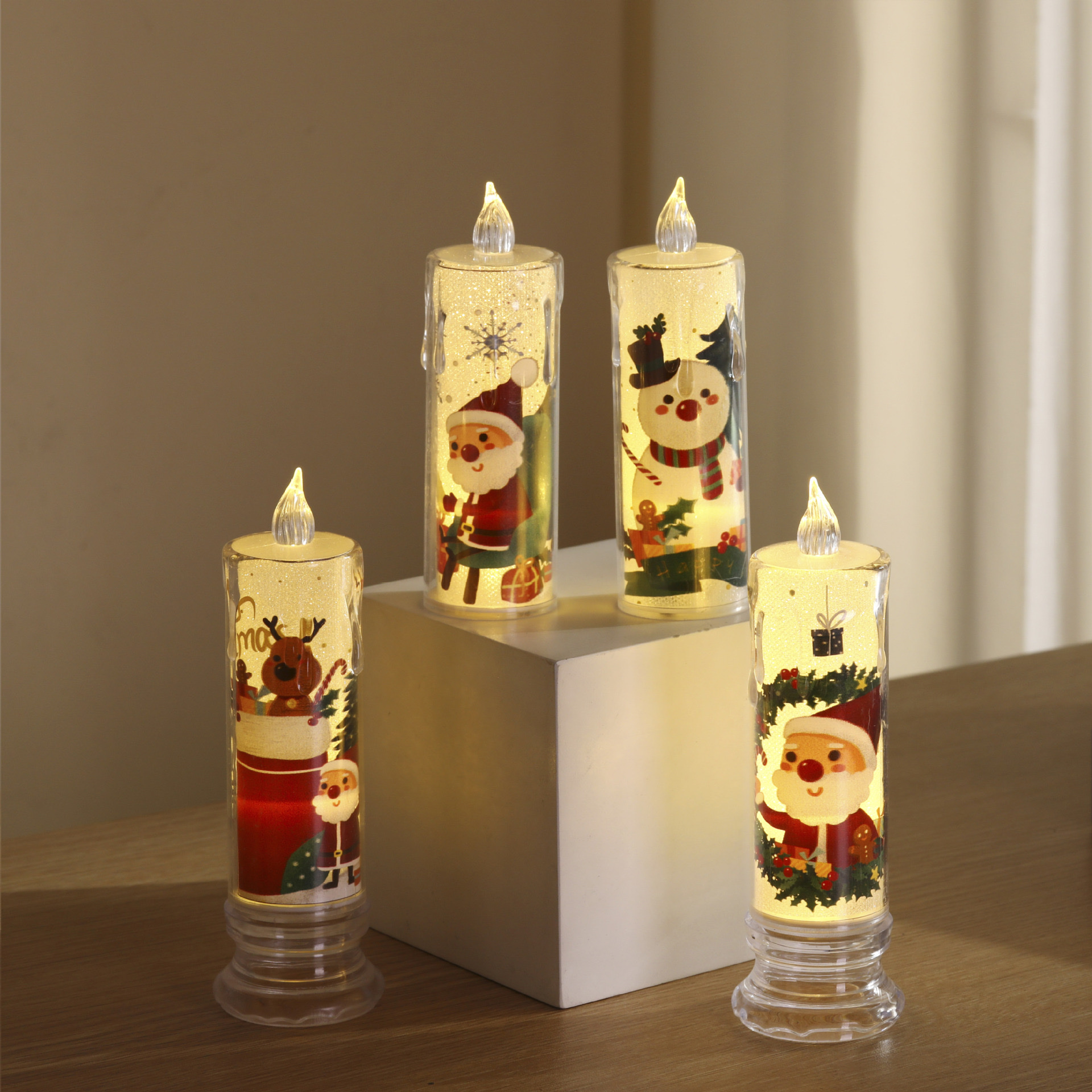 LED crystal transparent electronic candle light, Christmas atmosphere night light, European candlestick, party decoration item, Christmas supplies details Picture