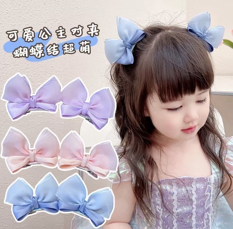 Cute side clip stereoscopic bow hair clip Rabbit ears full wrap cloth hair harmless children's hair accessories Baby duck beak clip hair clip Creative accessories thumbnail