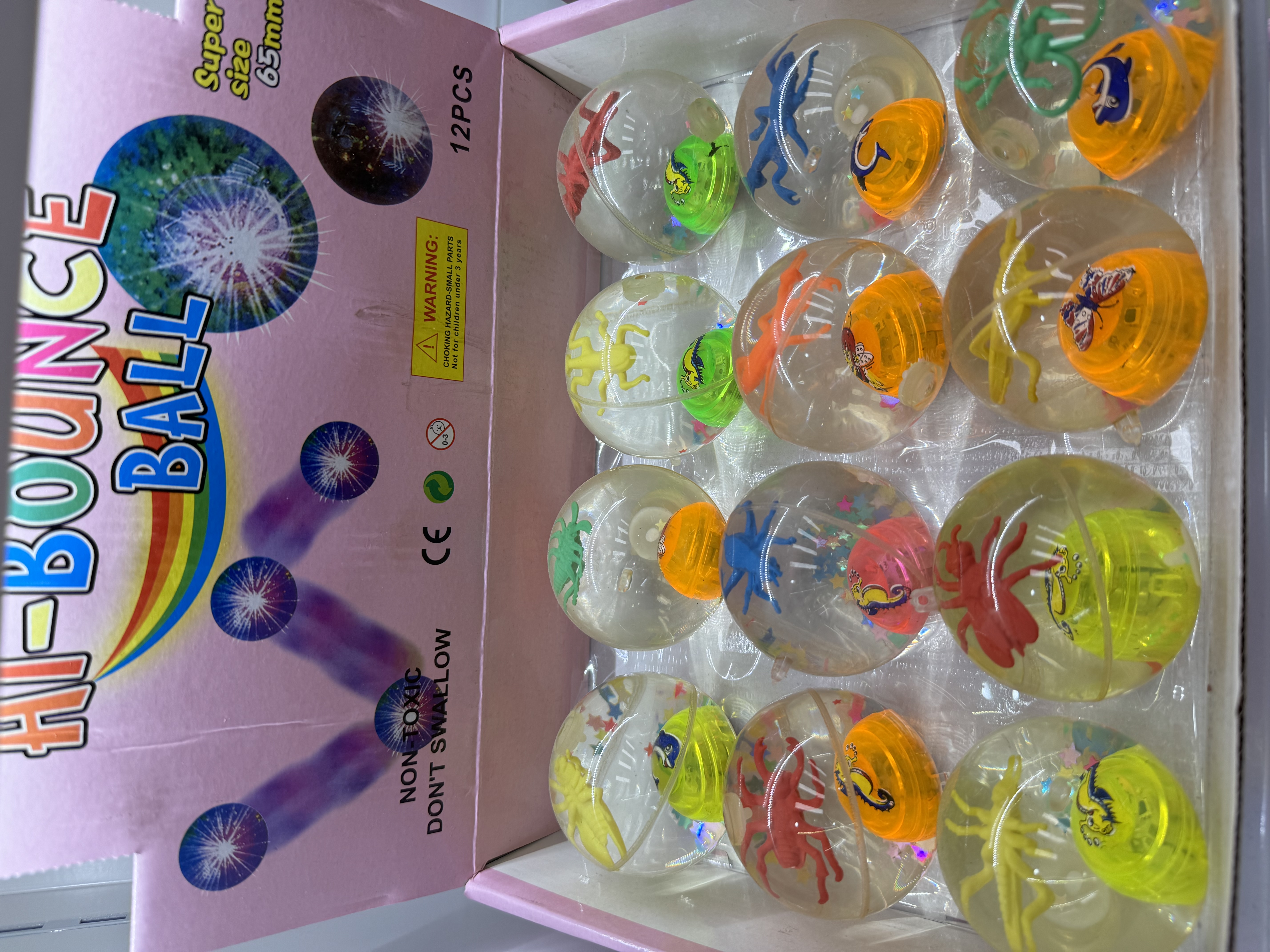 6.5CM昆虫闪光水晶球带绳