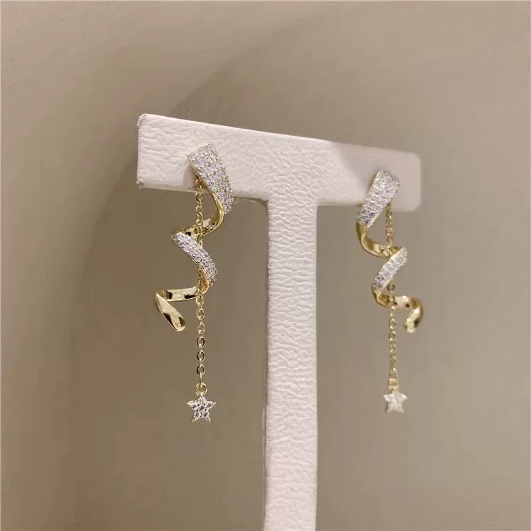 流苏星星耳钉女纯银小众设计高级耳饰春夏耳线2024年新款爆款耳环详情图2