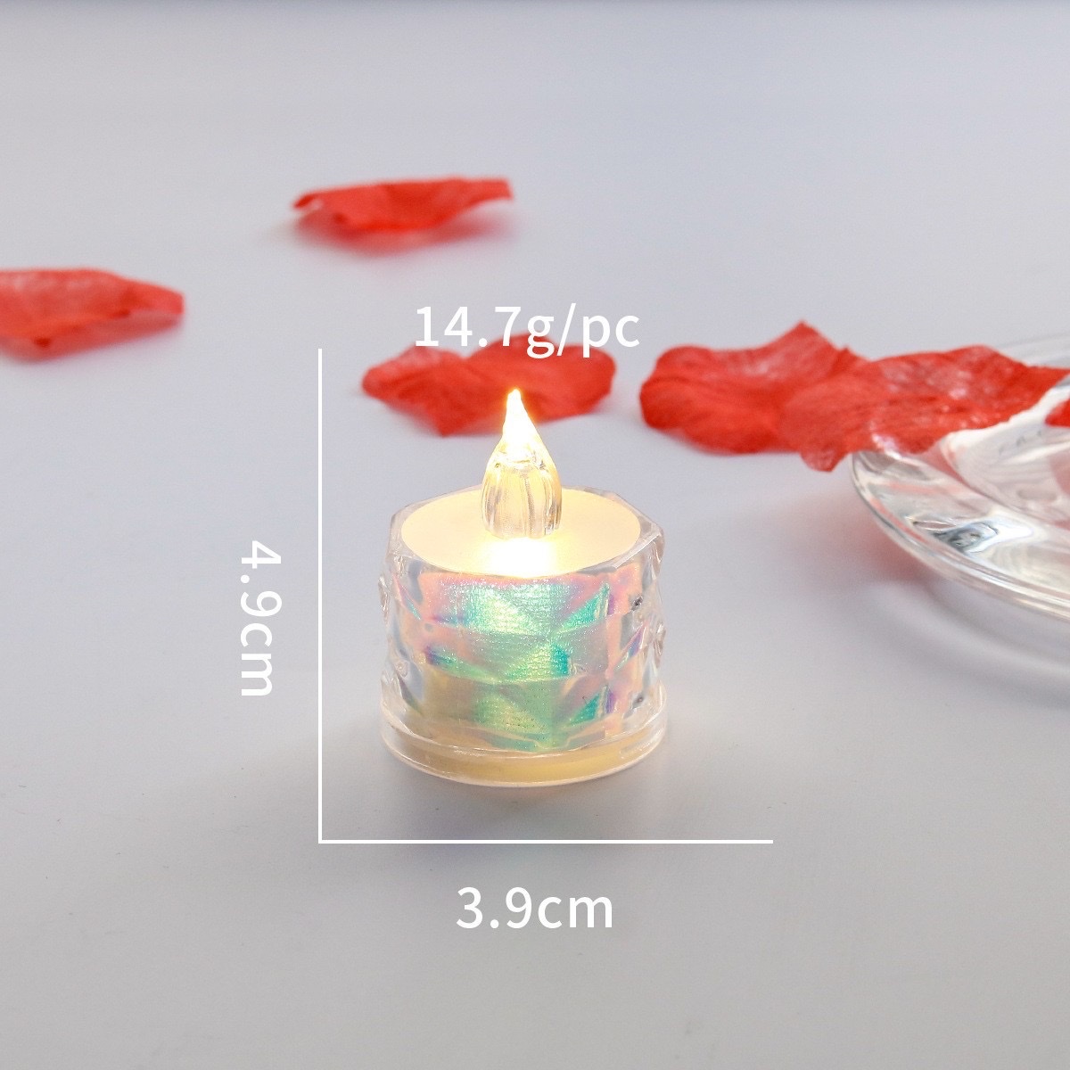 LED patterned and iridescent mini candle light, transparent crystal candle, proposal, confession, birthday decoration, night light, Christmas supplies details Picture