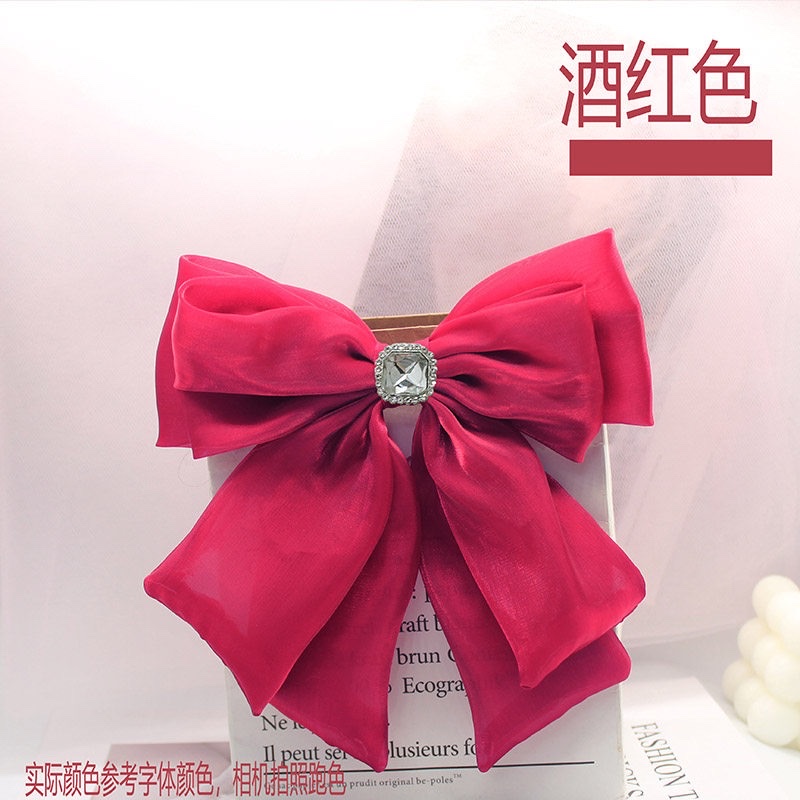 网纱蝴蝶结小香风法式复古斜角领结女士双层黑色百搭服饰配饰详情图5