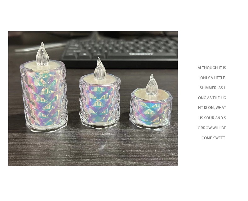 LED patterned and iridescent mini candle light, transparent crystal candle, proposal, confession, birthday decoration, night light, Christmas supplies detail image 4