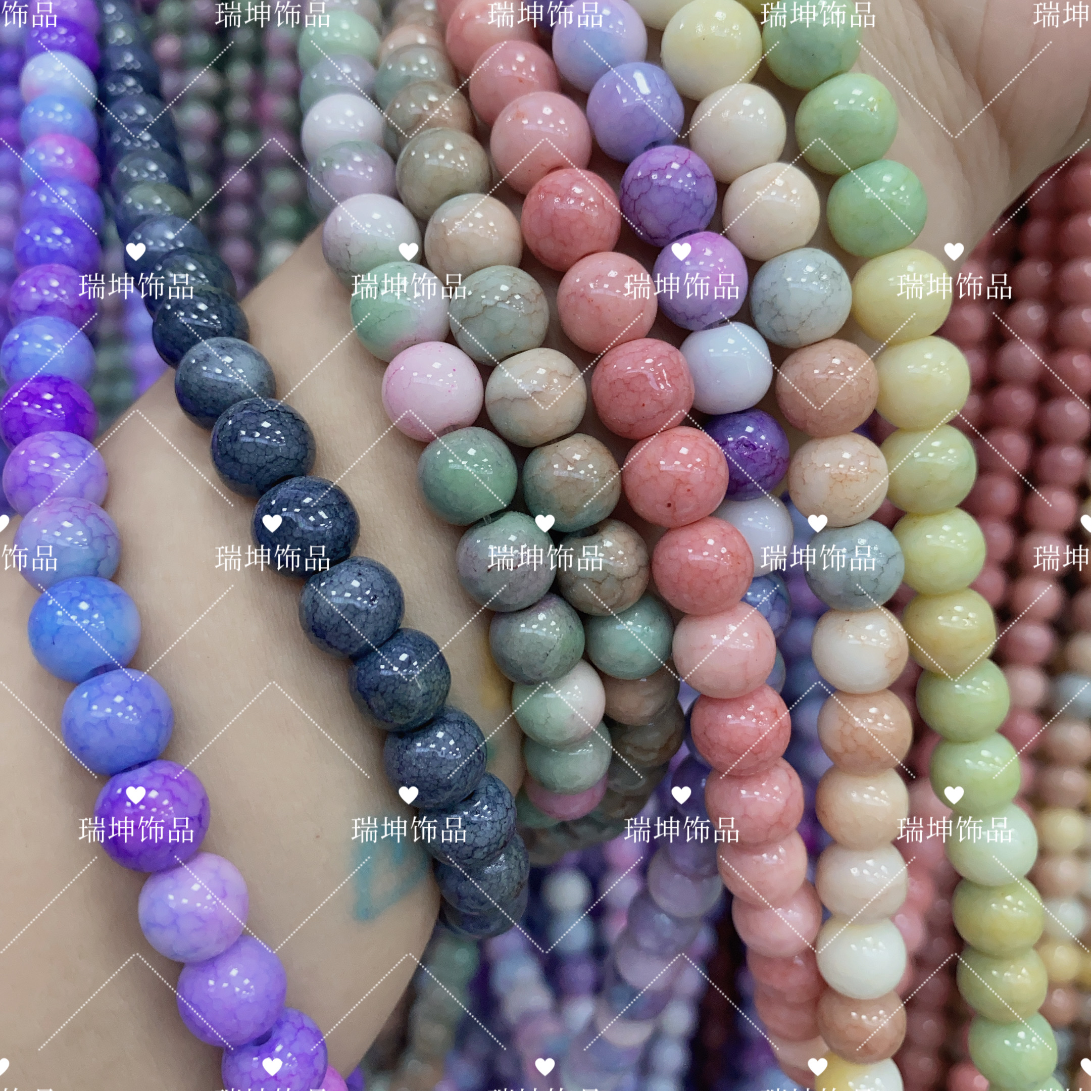 10mm水染龙纹珠玻璃散珠手工diy饰品配件瑞坤珠饰