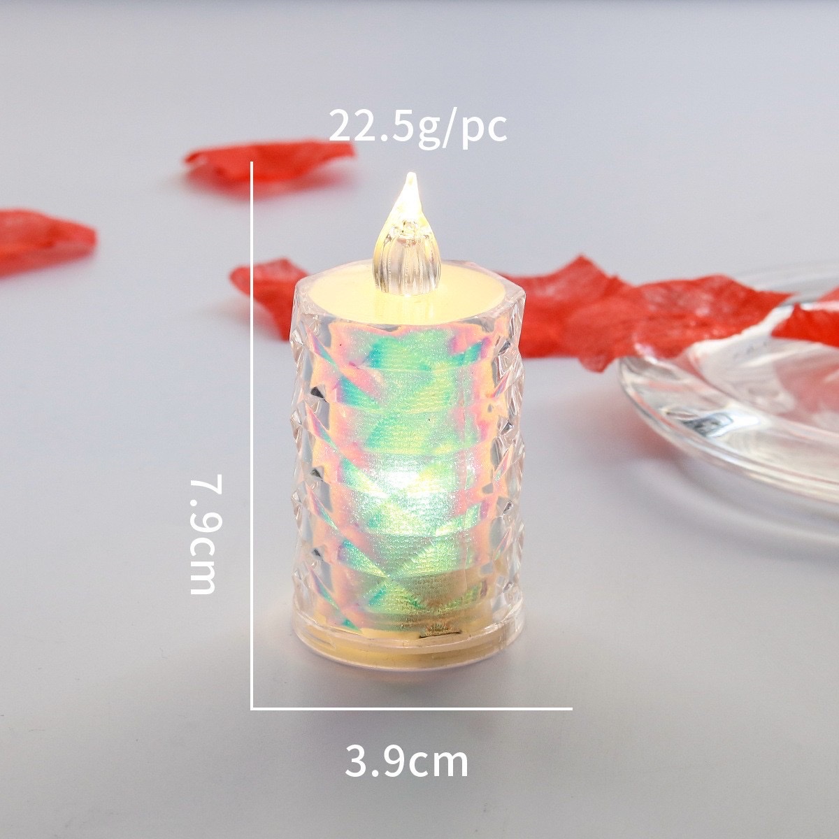 LED patterned and iridescent mini candle light, transparent crystal candle, proposal, confession, birthday decoration, night light, Christmas supplies Application Scenario