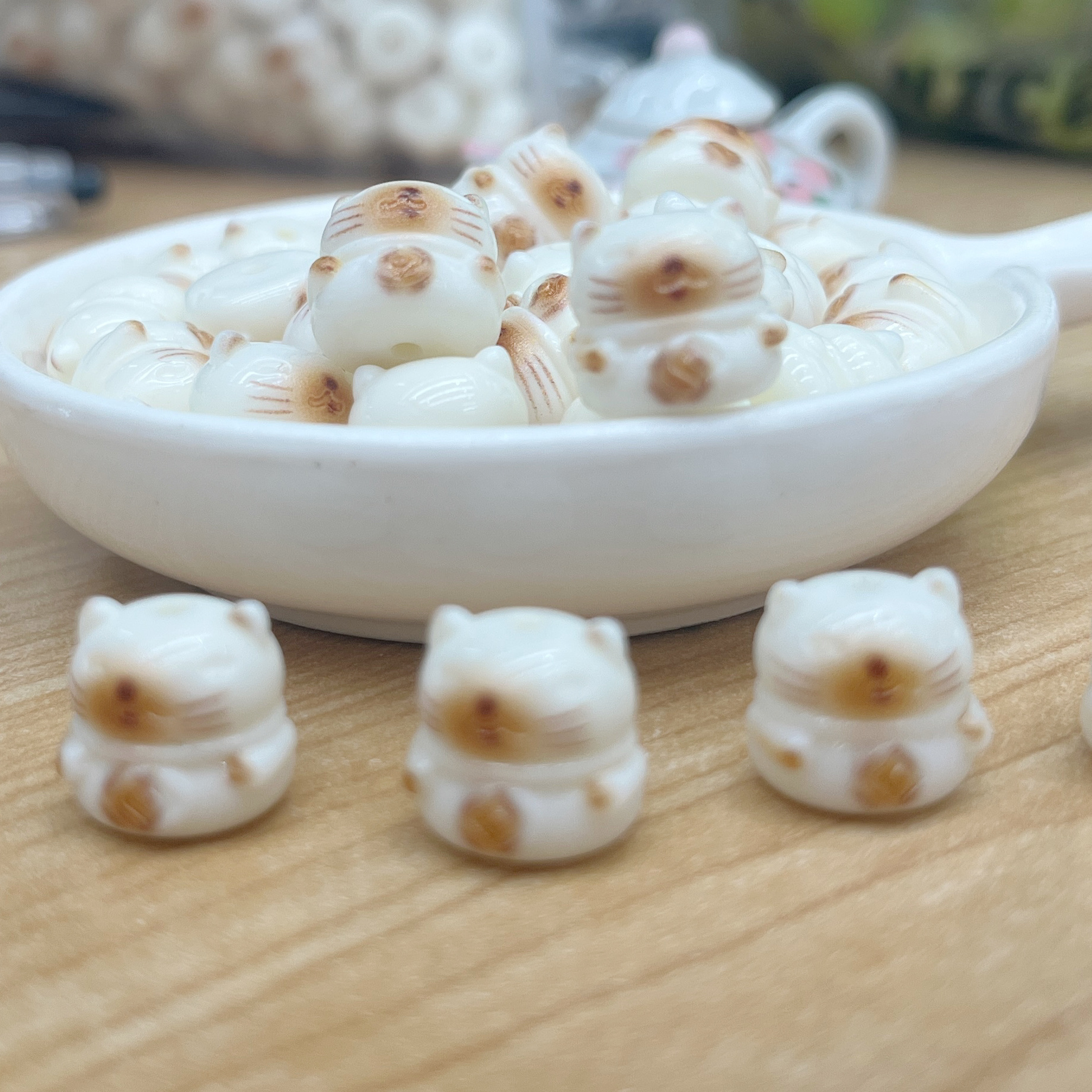 树脂配件天然菩提猫头厂家直销diy树脂配件详情图2