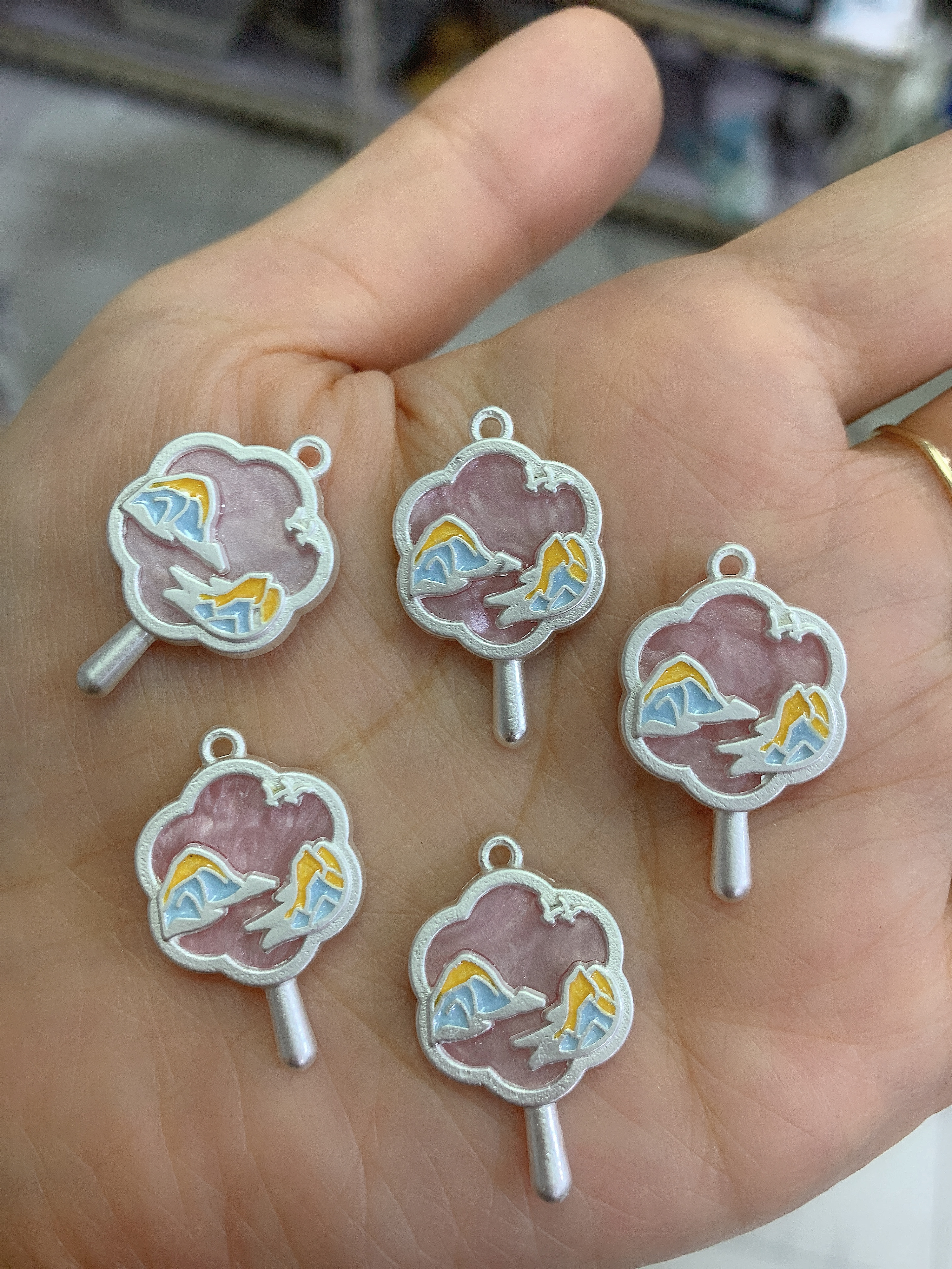 饰品合金吊坠铜配件水晶珠链条半成品套装 戒指学生叠戴气质款简约时尚首饰配件白底实物图