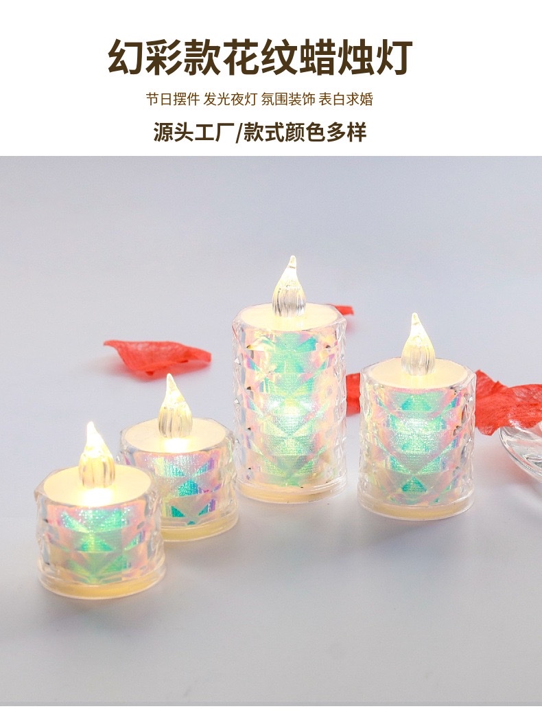 LED patterned and iridescent mini candle light, transparent crystal candle, proposal, confession, birthday decoration, night light, Christmas supplies detail image 1