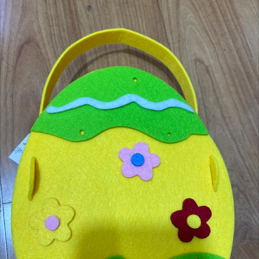 新款创意蛋形造型毛毡糖果袋复活节装饰礼品彩蛋桶批发毛毡手提篮 细节图