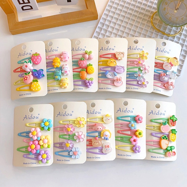 小女孩卡通水果发夹前额刘海碎发夹儿童可爱BB夹宝宝侧边发卡头饰串珠发箍