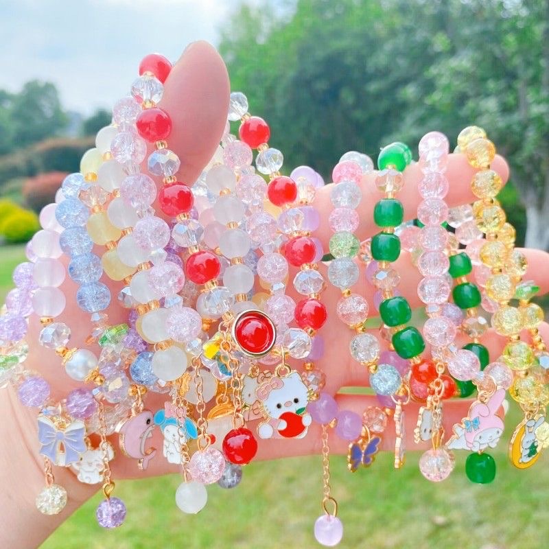 新款超仙手链山茶花水晶串珠手串爆款彩色小邹菊学生版ins手饰品福袋