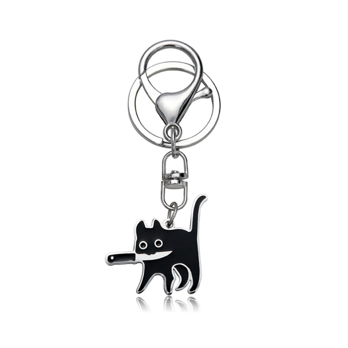 "Creative and personalized keychain keychain accessories, cool car bag pendant, collectible gift with a knife-wielding cat collectible toy. detail image 2